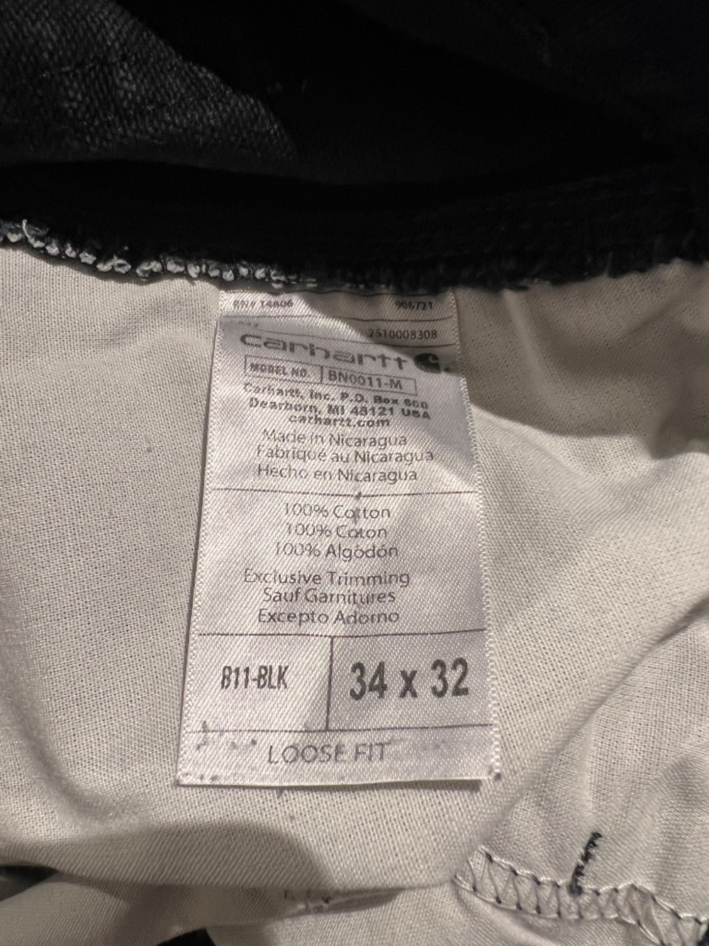 Carhartt B11 BLK Pants - Picture 3 of 3